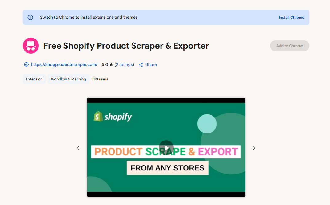 Free Shopify Product Scraper & Exporter Extension