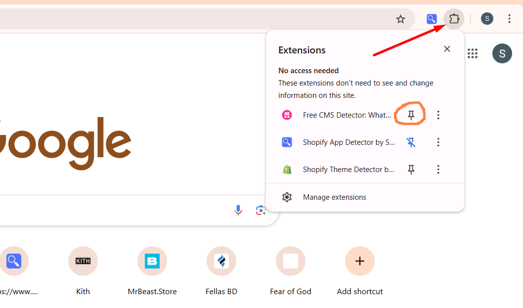 how to pin the chrome extenson