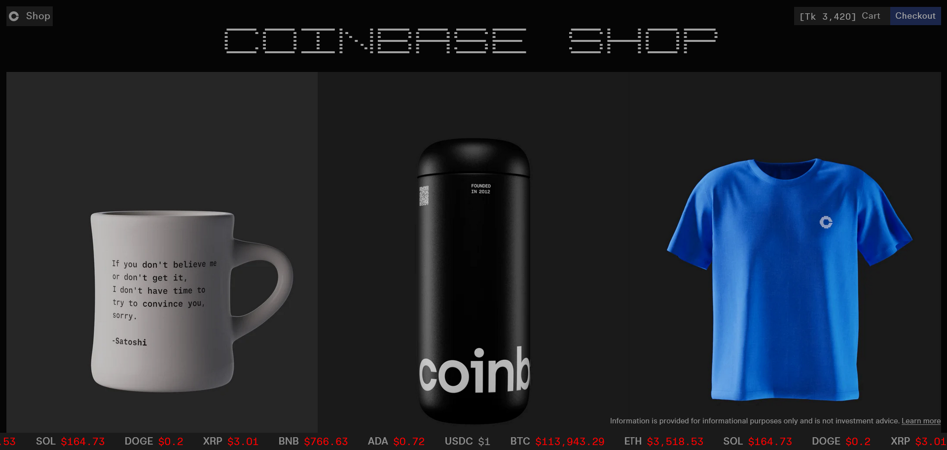 Coinbase Shop Home Page